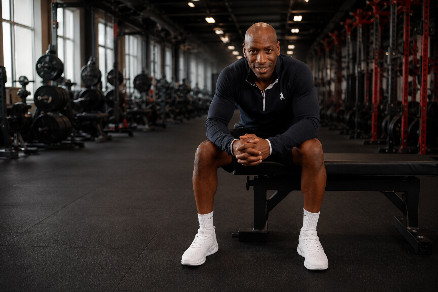 Mikey Spice seated in the Bodysharp gym